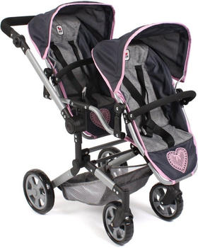 Bayer-Chic Puppen-Zwillingsbuggy Linus Duo Grau-Navy (690-26)