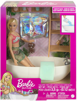 Barbie Doll & Bathtub Playset, Blonde, Confetti Soap & Accessories (HKT92)