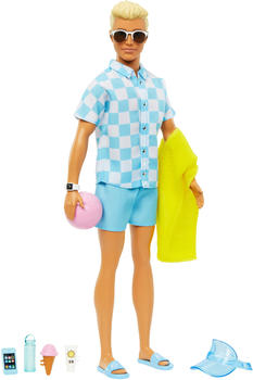 Barbie Blonde Ken Doll With Swim Trunks And Beach-themed Accessories (HPL74)