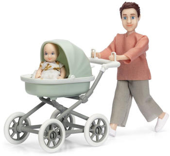 Lundby Puppenhauspuppe Mann mit Baby und Kinderwagen (60-8083-00)