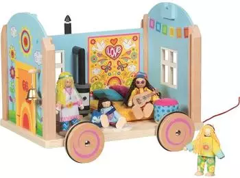 Goki Wohnwagen Spirit Puppenhaus, 12-teilig, Holz (51440)