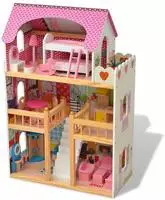 vidaXL 3-St&ouml;ckiges Puppenhaus Holz 60 x 30 x 90 cm