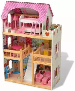vidaXL Puppenhaus 3-stöckig, Holz, 60x30x90cm (80175)