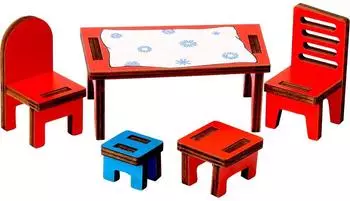 Pippi Küchenmöbel-Set mit Tisch, Stühlen und Hocker (44385000)