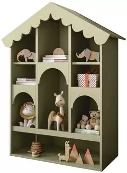 Lookway Babushka Kinderregal im Puppenhaus-Design, olivgrün, Holzwerkstoff, 90x119x39cm (800001532334)