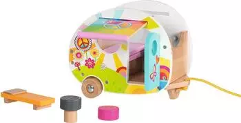 Goki Wohnwagen "Happy Campers" aus Holz, Spielzeug für Kinder (51431)