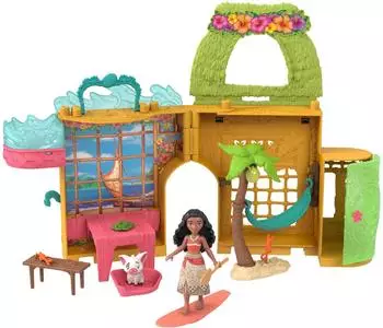 Mattel Moana Storytime Stackers Puppenhaus mit Puppe, Tierfreund und 9 Zubehörteilen (JDP58)