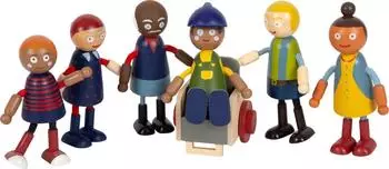 Small Foot Design Biegepuppen-Familie Diversität, 6 Stück aus Holz (12396)