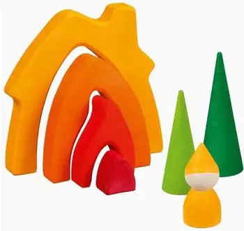 Goki Zwergenhaus Montessori Holz, 7-teilig (58427)