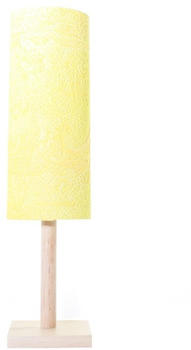 Kahlert Licht Stehlampe Holzfuß mit gelbem Papierschirm