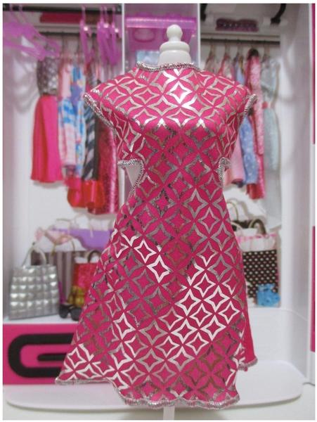 Mattel Barbie - Trend Mode für Barbie Puppe Kleidung - Kleid mit Glanz Print