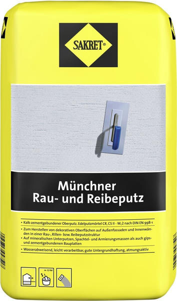 Sakret Münchner Rau- und Reibeputz 25 kg Sack weiß 3,0 mm (0779100521)