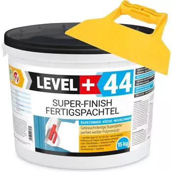 Hangato Super Finish Fertigspachtel Q1-Q4 15kg Innenbereich + Kunststoffspachtel Set (RM44_S)