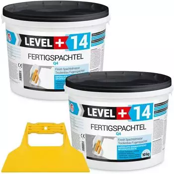 Hangato Fertigspachtel 10+10kg Rein Weiß + Spachtel ohne Zahnung