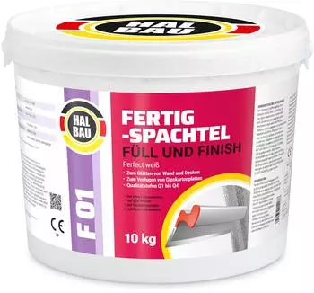 Hangato Fertigspachtel Füll Finish 10kg GK Fugenspachtel Innen Glätt Spachtel Weiss F01