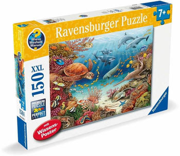 Ravensburger XXL Wieso? Weshalb? Warum? Meerestiere am Korallenriff (150 Teile) – Entdecken Sie die Unterwasserwelt mit Ravensburger