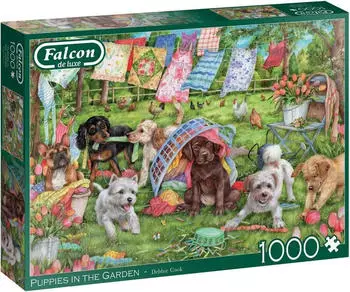 Jumbo Falcon Puppies in the Garden (1000 Teile) Jumbo Falcon Puppies in the Garden (1000 Teile)