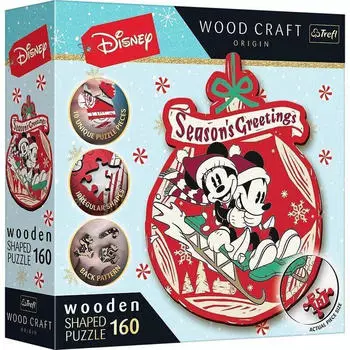Trefl Holz Puzzle Sonderform 160 - Mickey und Minnie Winterversion (160 Teile)