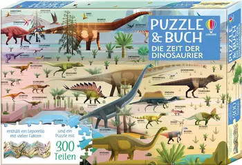 Usborne Puzzle & Buch: Die Zeit der Dinosaurier (300 Teile)