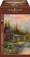Puzzle Holz Bergkulisse mit Bach Thomas Kinkade 1000 Teile von Schmidt Spiele