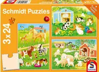 SCHMIDT SPIELE 56518, SCHMIDT SPIELE 56518 Kinderpuzzle 3 x 24 Teile Niedliche