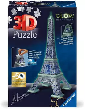 Ravensburger 3D Puzzle Bauwerk Glow in the Dark Eiffelturm (216 Teile) Ravensburger 3D Puzzle Bauwerk Glow in the Dark Eiffelturm (216 Teile)
