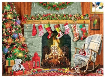 Eurographics Puzzles Weihnachten beim offenen Kamin (500 Teile) – Eurographics Puzzles Weihnachten beim offenen Kamin erweckt festliche Stimmung