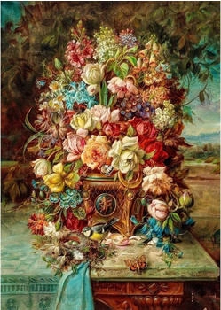 Enjoy-Puzzle Hans Zatzka: Blumenstillleben mit Blaumeise (1000 Teile)