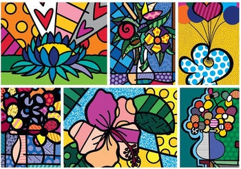 Bluebird Puzzle Romero Britto - Collage: Flowers (2000 Teile)