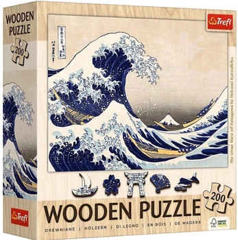 Trefl Wooden Puzzle Die große Welle vor Kanagawa Hokusai Katsushika (200 Teile)