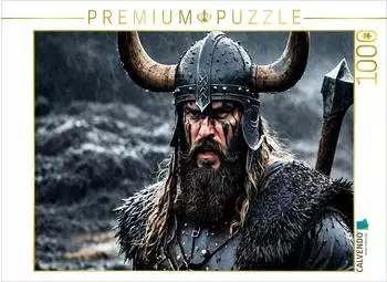 Calvendo Puzzle &bdquo;Grimmiger Wikingerkrieger mit geh&ouml;rntem Helm" 1000 Teile 64x48cm