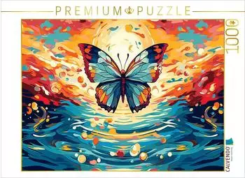 Calvendo Puzzle "Bunter Schmetterling vor Sonnenuntergang" 1000 Teile, 64x48cm