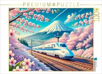 Calvendo Puzzle "Hochgeschwindigkeitszug vor dem Fujiyama" 1000 Teile 64x48cm (4066851944326)