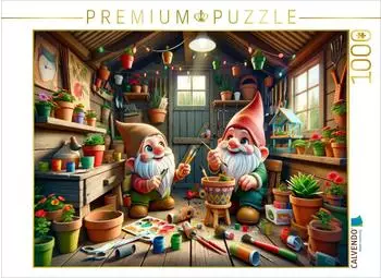 Calvendo Zwergenwerkstatt: K&uuml;nstlerische und handwerkliche Fr&uuml;hlingsvorbereitungen, Puzzle 1000 Teile, 64x48cm (4066851151052)