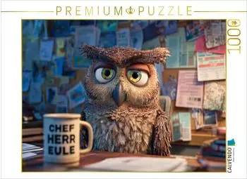 Calvendo Puzzle B&uuml;ro-Eule mit Kaffeetasse und genervtem Blick, 1000 Teile, 64x48cm (4066851989730)
