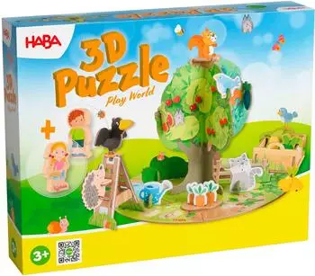 HABA 3D-Puzzle-Spielwelt Obstgarten, 40 Teile, 2 Holzfiguren (1307178001)