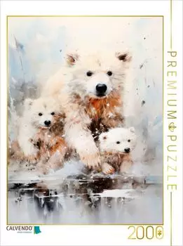 Calvendo Puzzle "Majest&auml;tische Eisb&auml;rfamilie in Acrylfarbe" 2000 Teile 90x67cm (4066851745442)