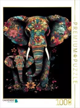 Calvendo Puzzle Elefanten 1000 Teile, 64x48cm