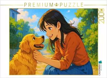 Calvendo Puzzle &bdquo;Liebe dein Haustier &ndash; Frau streichelt Hund" 2000 Teile, 90x67cm