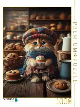 Calvendo Foto-Puzzle &bdquo;In einer B&auml;ckerei probiert diese kleine Katze einen Muffin" 1000 Teile 64x48cm (4066851367538)