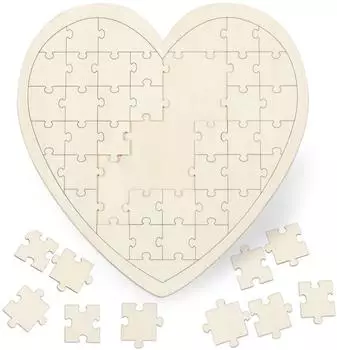 Relaxdays Herz-Blanko-Puzzle 49 Teile, Holz