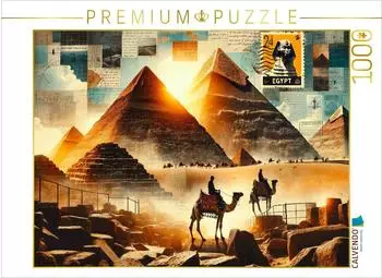 Calvendo Puzzle &bdquo;Echos der Ewigkeit: Pyramiden von Gizeh im k&uuml;nstlichen Licht" 1000 Teile 64x48cm