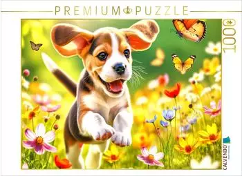 Calvendo Puzzle &bdquo;Ein Beagle-Welpe entdeckt die Freuden des Fr&uuml;hlings" 1000 Teile, 64x48cm