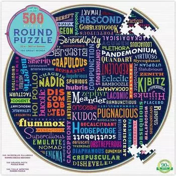 Eeboo Rundes Puzzle "100 große Wörter" 500 Teile