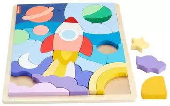 Fisher-Price Holzpuzzle Weltraum, 42 Teile, ab 3 Jahren (HXY42)