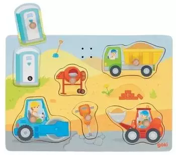 Goki Sound-Puzzle "Auf der Baustelle", Holz, bunt (57369)