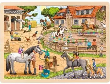 Goki Einlegepuzzle Reiterhof, Holz, 96 Teile (57367)