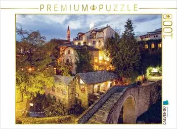 Calvendo Puzzle Mostar &ndash; Blick &uuml;ber die kleine alte Bogenbr&uuml;cke aus Stein, 1000 Teile, 64x48cm