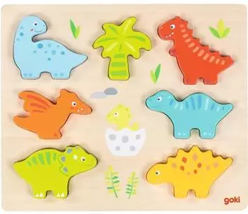 Goki Einlegepuzzle Dinosaurier, Holz, 7 Teile (57360)