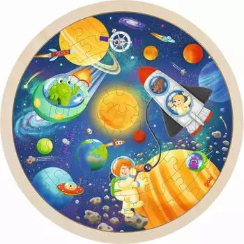 Goki Einlegepuzzle Weltall, Holz, 57 Teile, ab 4 Jahren (57365)